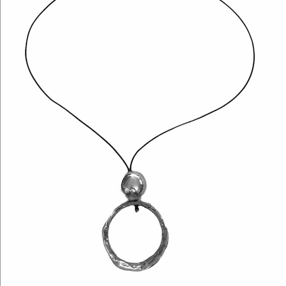 SILVER CIRCLE Medallion DROOL Dress Necklace